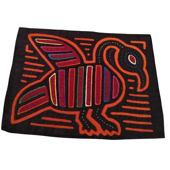 Vintage MOLA Textile Folk Art Bird Hand Stitched Panama - Picture 1 of 4